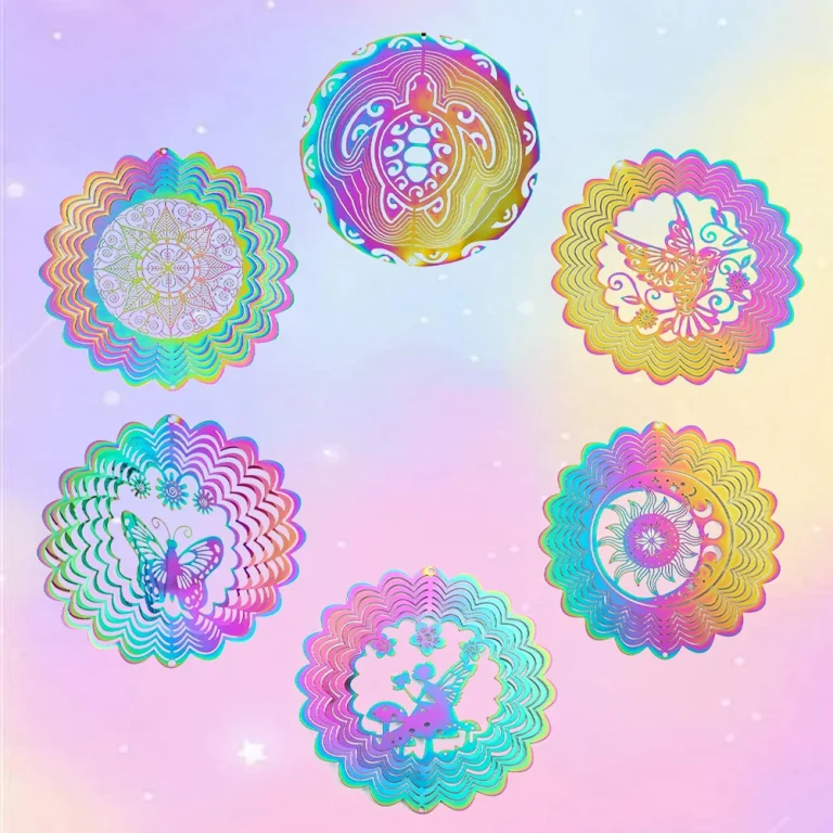 Wind Spinner 3D Whirligigs Rainbow Mandala Hanging Wind Chimes Sun Catcher Illusion Magical Garden Yard Decor Bird Deterrent 1