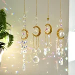 1 Piece Crystal Wind Chime Suncatcher Bedroom Balcony Patio Sun Moon Prism Pendant Good Home Decorations 4