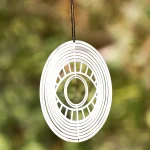 Turkish Devil Eye Wind Spinner Catcher Sublimation 3D Mirror Reflection Rotating Windchime Feng Shui Amulet Hanging Garden Decor 4