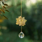 1Pc Lotus Crystal Wind Chime Charms Made Of Metal And GlassFor Home Light Gathering Decoration OutdoorGarden Sun Catchers Crafts 2