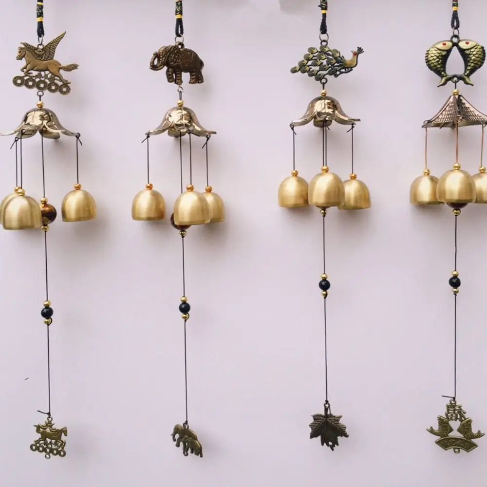 Retro Wind Chimes Copper Wind Bell Hanging Pendants Garden Decorations Outdoor Oriental Lucky Pendants 2