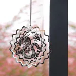 Dragon Sublimation Wind Spinner Metal Rotating Hanging Decoration Feng Shui Wind Catcher Bird Deterrent Nursery Farmhouse Decor 3