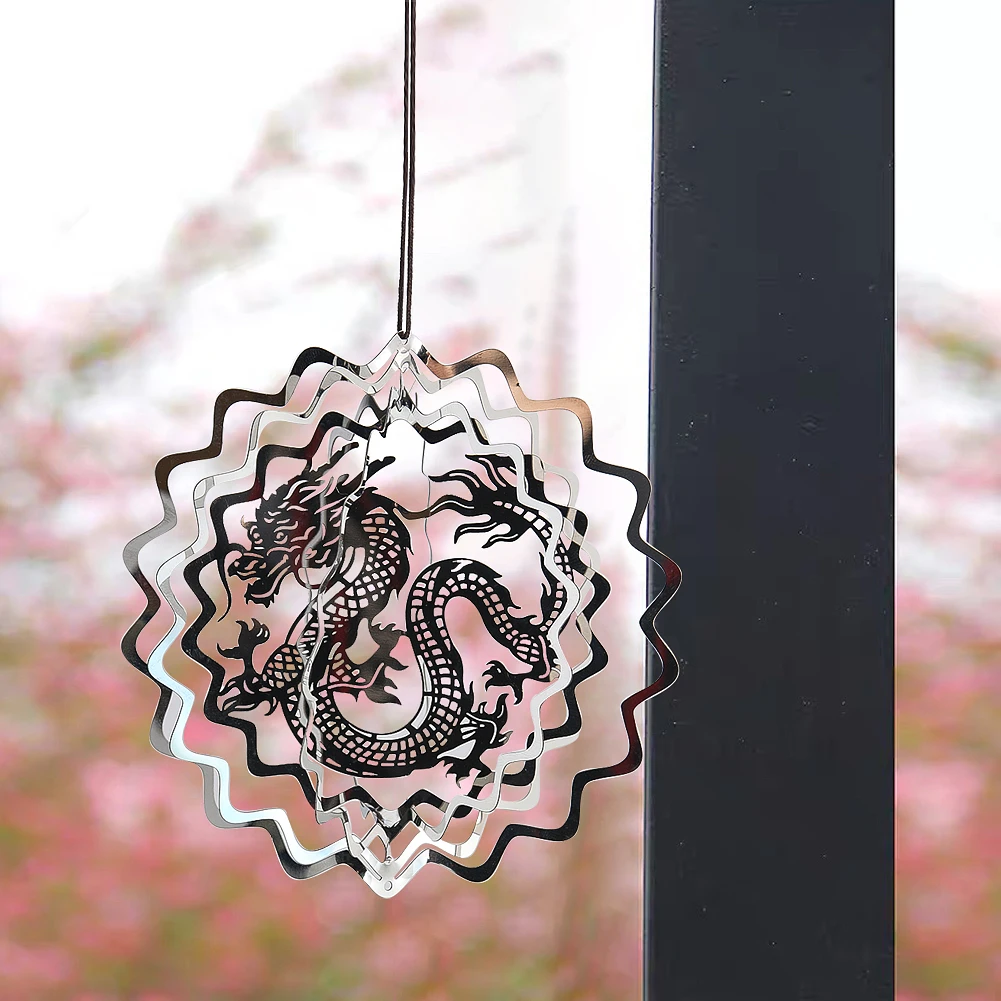 Dragon Sublimation Wind Spinner Metal Rotating Hanging Decoration Feng Shui Wind Catcher Bird Deterrent Nursery Farmhouse Decor 3