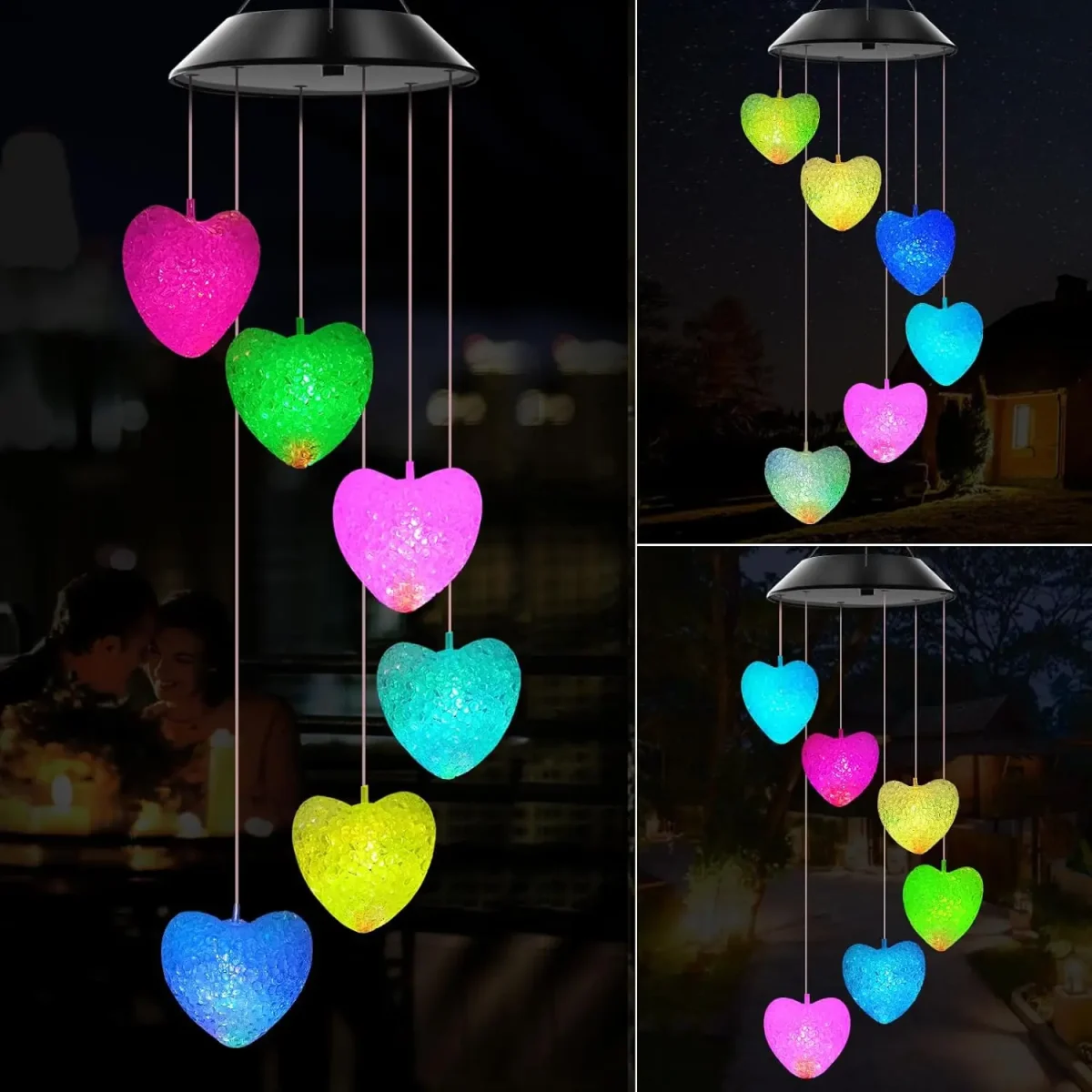 Solar Hummingbird Wind Chimes Light, Outdoor Decor,Yard Decorations, Memorial Wind Chimes, Halloween Decorations Lights Outdoor 4