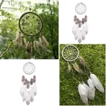 Handmade Silver Bead Dream Catcher Wind Chimes Indian Style Feather Pendant Dreamcatcher Creative Car Hanging Decoration 3