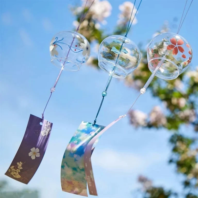 Japanese Sakura Glass Wind Chime Cherry Blossom Wind Bell Korean Kawaii Room Decor Hanging Decor Wind Chimes Outdoor 후우링 2