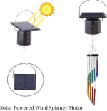 Wind Spinner Solar Motor with Hook Solar Powered Wind Chime Ornament Rotating Outdoor Decor Wind Spinner Solar Motor 3