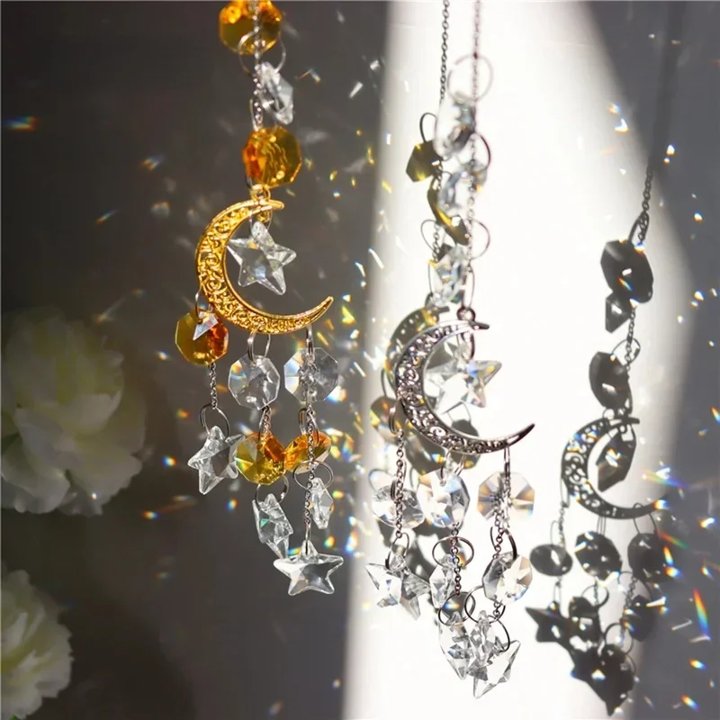 Crystal Rainbow Catcher Glass Light Wind Chimes Outdoor Art Hanging Pendant Home Decor Garden Prism Window Decoration Crafts 2