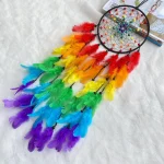 Dream Catcher Colorful Feather Handmade Wind Chimes Creative Living Room Bedroom Hanging Ornaments Wall Pendant Home Decorations 4