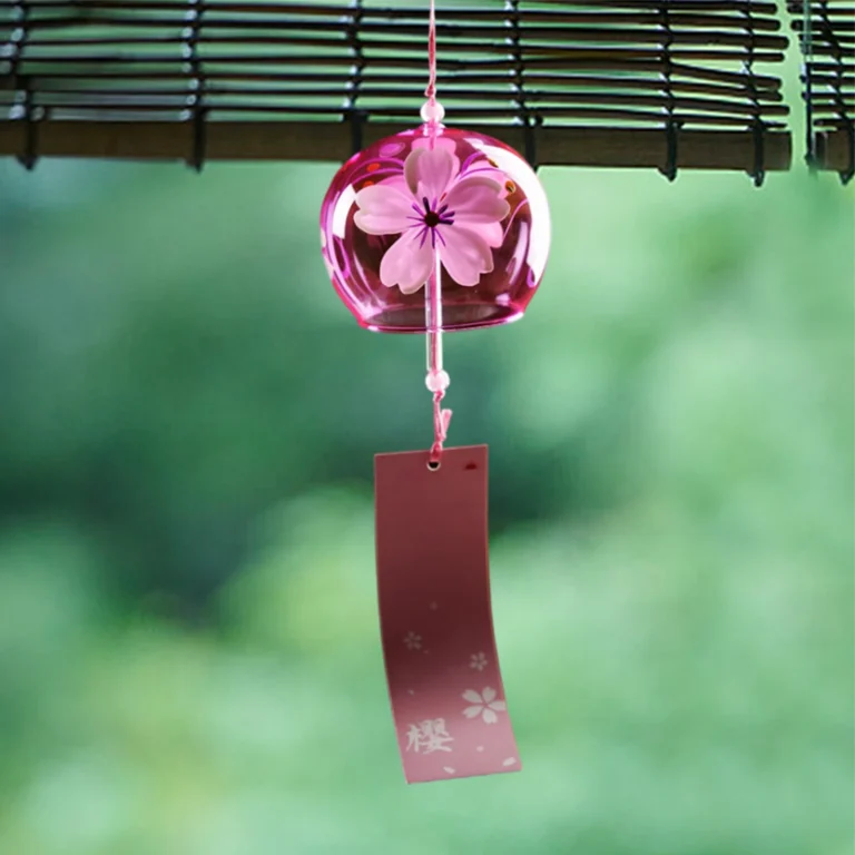 Japanese Style Cherry Blossom Wind Chimes Romantic Flower Blossom Small Wind Bells Decoration Home Glass Japan Styles Pendant 1